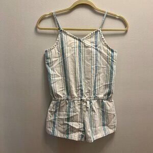 Youth 12 Crazy8 Romper - White and Blue